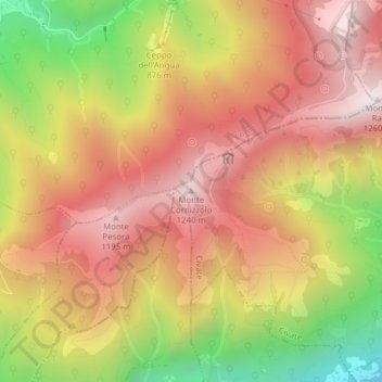 Monte Cornizzolo topographic map, elevation, terrain
