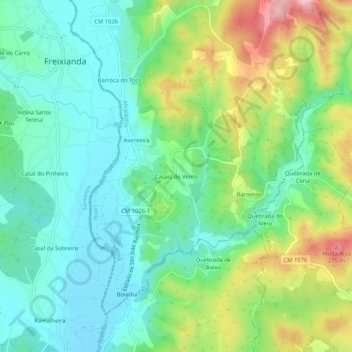 Casais do Vento topographic map, elevation, terrain