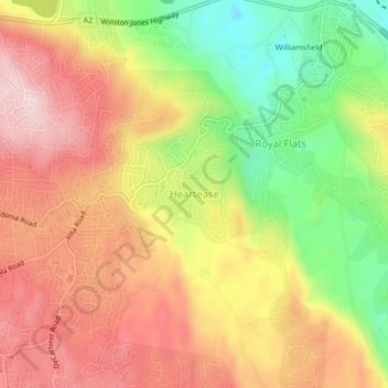 Heartease topographic map, elevation, terrain