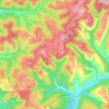 Les Tardieux topographic map, elevation, terrain