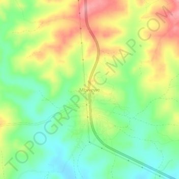 Mbwewe topographic map, elevation, terrain