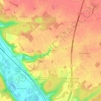 Fonteneilles topographic map, elevation, terrain