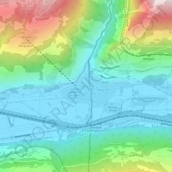 Gampel topographic map, elevation, terrain