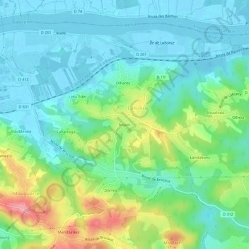 Irigoïn topographic map, elevation, terrain