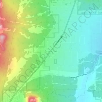 Doney Park topographic map, elevation, terrain