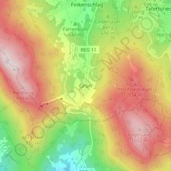Grün topographic map, elevation, terrain