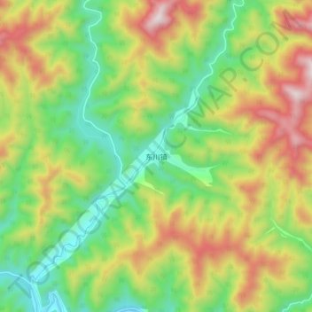 东川镇 topographic map, elevation, terrain