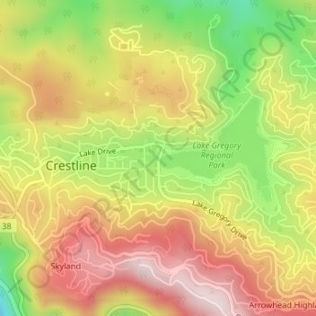 Crest Line Park topographic map, elevation, terrain