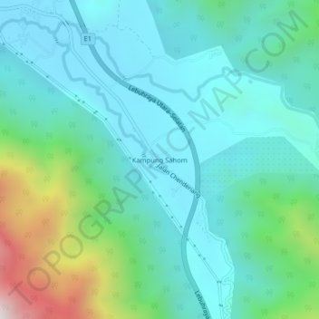 Kampung Sahom topographic map, elevation, terrain