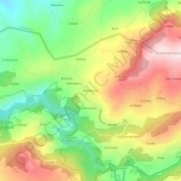 Moimentos topographic map, elevation, terrain
