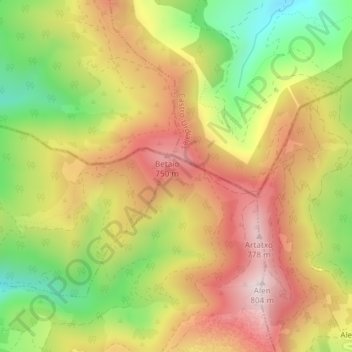 Betayo topographic map, elevation, terrain