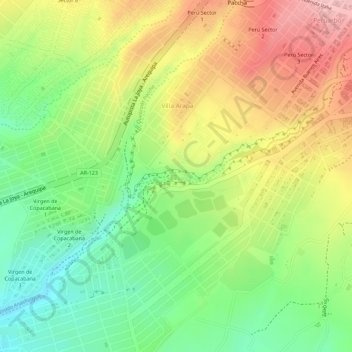 Ruta del Sillar topographic map, elevation, terrain