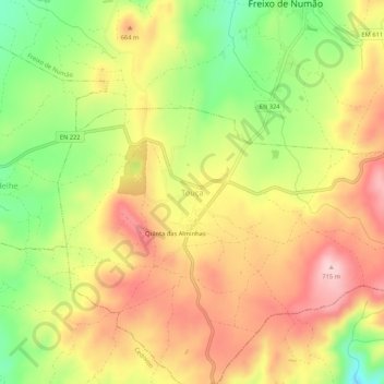 Touça topographic map, elevation, terrain