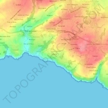 Trégana topographic map, elevation, terrain