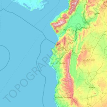 Mintaqat al Ladhiqiyah topographic map, elevation, terrain