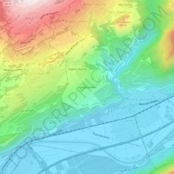 Signèse (Ayent) topographic map, elevation, terrain