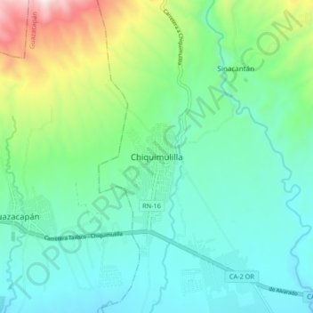Chiquimulilla topographic map, elevation, terrain