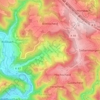 Elsbach topographic map, elevation, terrain