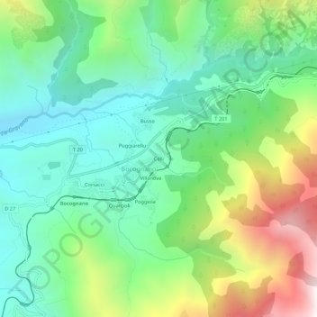 Celli topographic map, elevation, terrain