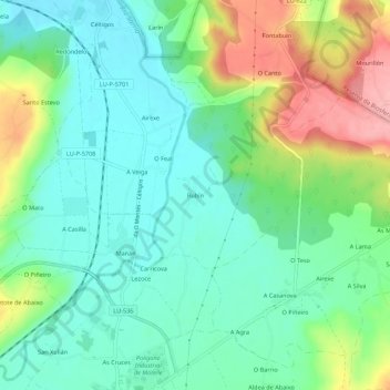 Rubín topographic map, elevation, terrain