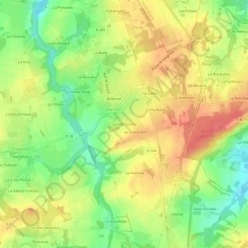 La Ville Crochu topographic map, elevation, terrain