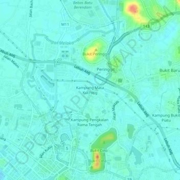 Kampung Mata Kuching topographic map, elevation, terrain