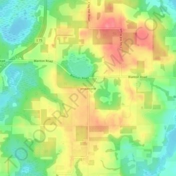 Jessamine topographic map, elevation, terrain