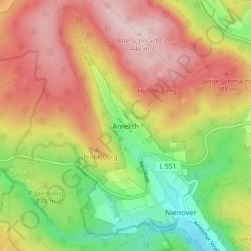 Amelith topographic map, elevation, terrain