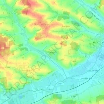 Albersbach topographic map, elevation, terrain