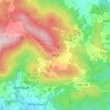 Solla topographic map, elevation, terrain