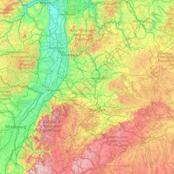 Zabergäu topographic map, elevation, terrain