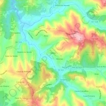 Casal das Hortas topographic map, elevation, terrain