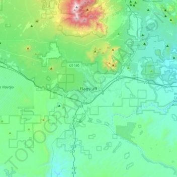 Flagstaff topographic map, elevation, terrain