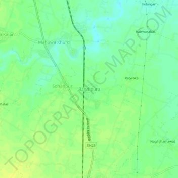 Bandipura topographic map, elevation, terrain
