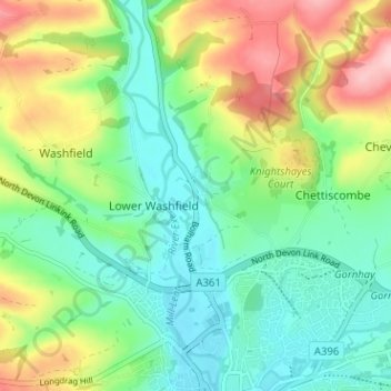 Bolham topographic map, elevation, terrain
