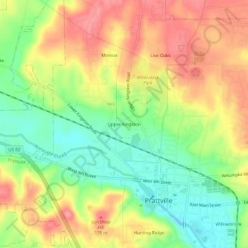 Upper Kingston topographic map, elevation, terrain