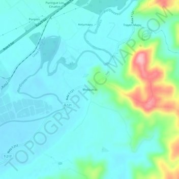 Meliquina topographic map, elevation, terrain