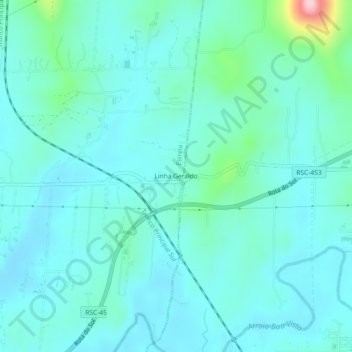 Linha Geraldo topographic map, elevation, terrain