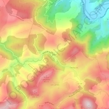 Rigols topographic map, elevation, terrain