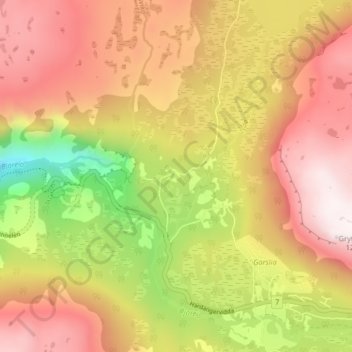Midtbø topographic map, elevation, terrain