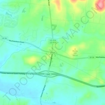 Triune topographic map, elevation, terrain