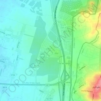 Yad Hanna topographic map, elevation, terrain
