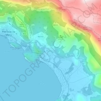 Buljarica topographic map, elevation, terrain