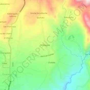Ibilligagua topographic map, elevation, terrain