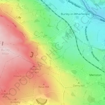 Burley Woodhead topographic map, elevation, terrain