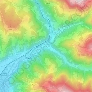 Frantschach topographic map, elevation, terrain