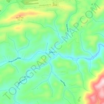 Rogers topographic map, elevation, terrain
