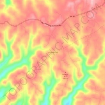 Greenwood topographic map, elevation, terrain