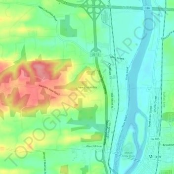 New Columbia topographic map, elevation, terrain