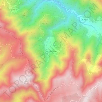 Covas do Monte topographic map, elevation, terrain